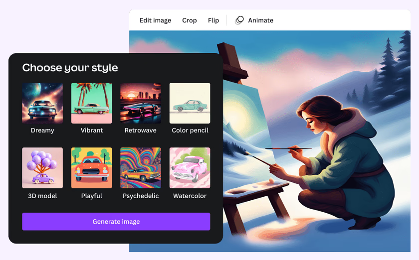 Generate visual media from text in Canva using its three AI apps Post feature image